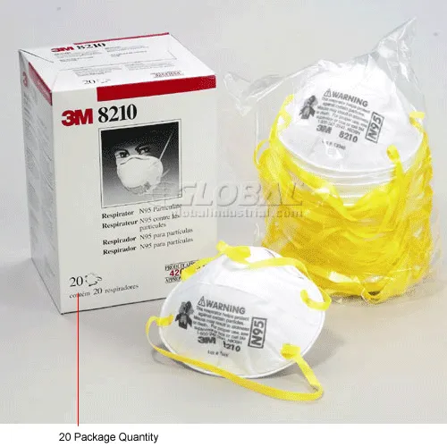 3M™ 8210 N95 Disposable Particulate Respirator, 20/Box - Pkg Qty 8
