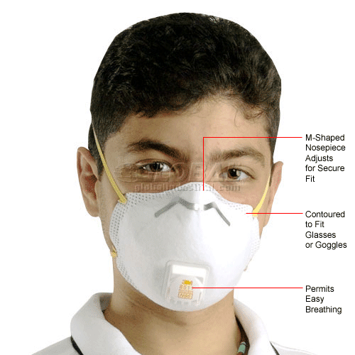 N95 Disposable Respirator with Exhalation Valve 10 Per Pack