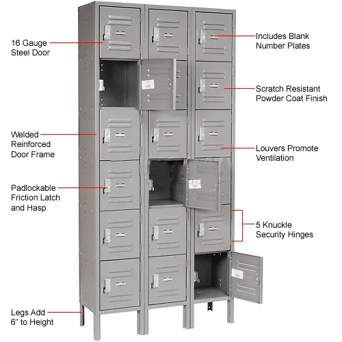 Global Industrial™ Capital® 6-Tier 18 Door Box Locker, 36