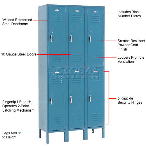 Paramount Locker Double Tier 12x15x36 2 Door Ready to Assemble Blue