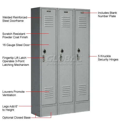 Global Industrial™ Paramount® 1-Tier 3 Door Locker, 45