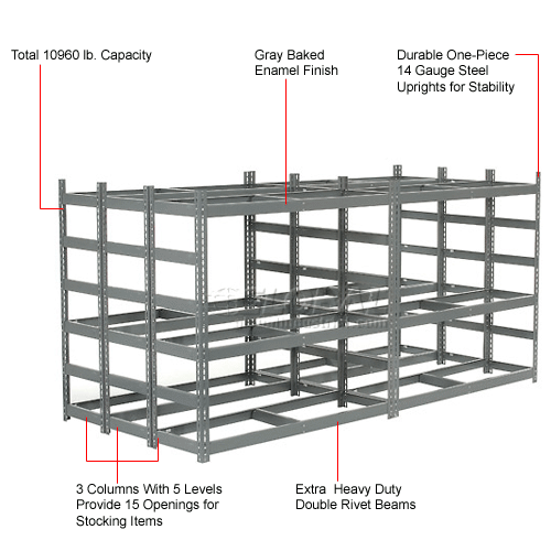 Global Industrial™ Bar Storage Rack 56"W X 120"D X 60"H 652176