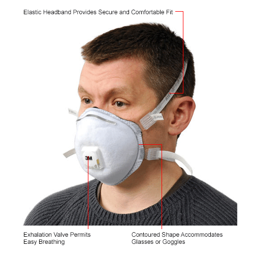 3M&#8482; 8214 N95 Disposable Particulate Respirator w/Face Seal, 10/Box