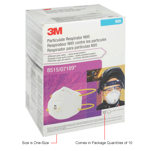 3M&#8482; 8515/07189(AAD) N95 Disposable Particulate Welding Respirator, 10/Box