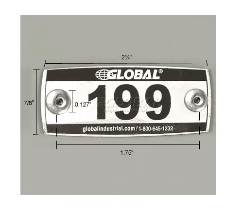 Global Industrial™ Locker Number Plate Kit, Numbered 101-299, 199/Pack