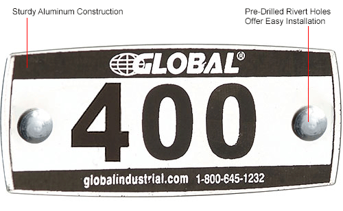 Global&#8482; Locker Number Plate Kit - Pkg Of 200 Numbered 300-499