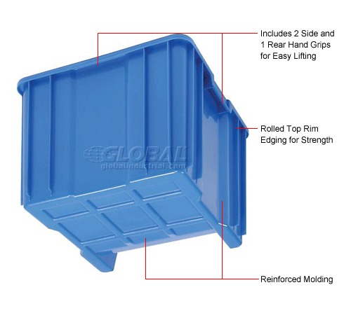 Heavy Duty Giant Stack Container with Label Holder Color Set of 3 Blue