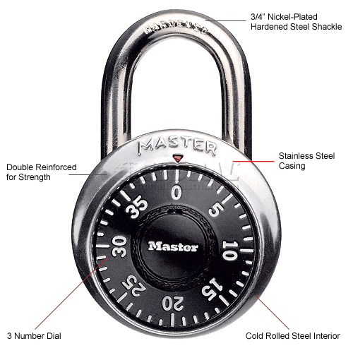 Master Lock® Combination Padlock With 3/4" Shackle, No Control Key