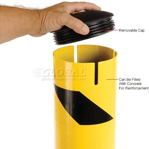 Steel Bollard With Removable Rubber Cap for Existing Concrete