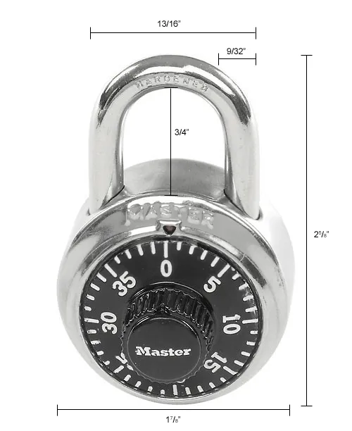 Master Lock® No. 1525 1525 General Security Combo Padlock, Key Control,  Black Dial