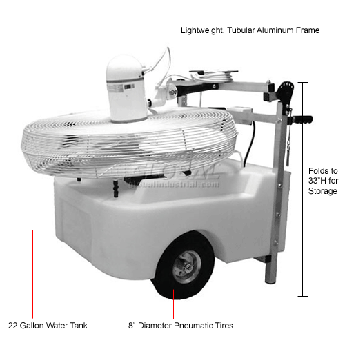 J&D Manufacturing 30" Portable Oscillating Misting Fan, 7090 CFM