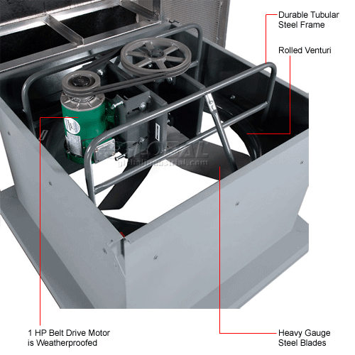 Global Industrial™ 36" 1hp Hooded Roof Exhaust Ventilator 1 Phase