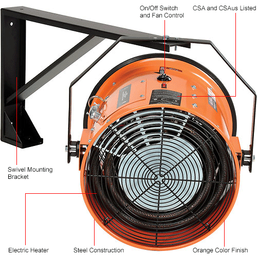 Salamander Heater – Electric Wall Mount Fan Forced
																			