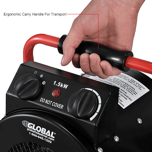 Global Industrial® Portable Electric Garage Space Heater, 1500 W, 120V