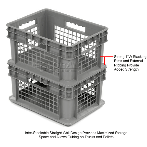 Global Industrial™ Mesh Straight Wall Container Solid Base 15 34