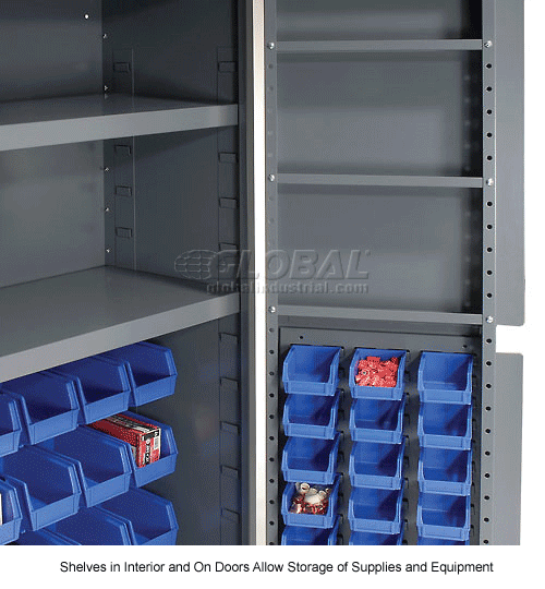 Global Industrial™ Bin Deep Door, 72 BL Bin, Shelves, 16 Ga. Assembled 38x24x72