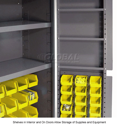 Global Industrial™ Bin Deep Door, 72 YL Bins, Shelves, 16 Ga Assembled 38x24x72