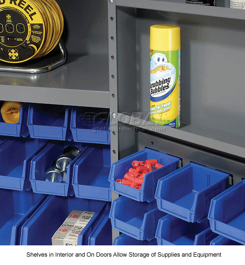Global Industrial™ Bin Deep Door, 68 BL Bin, Shelves, 16 Ga