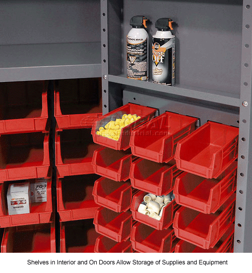 Global Industrial™ Bin Deep Door, 64 RD Bin, Shelves, 16 Ga