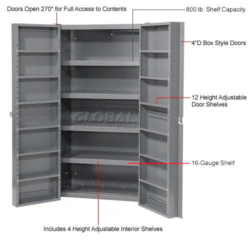 Global Industrial™ Storage With Interior Shelving, Gray, 38"W x
