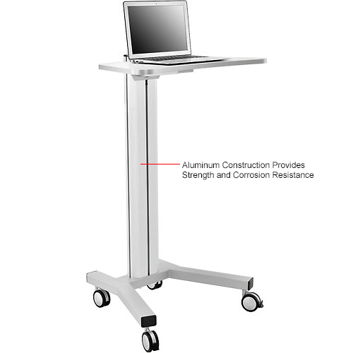 Mobile Height-adjustable Laptop Workstation with 4-Outlet Powerstrip
																			