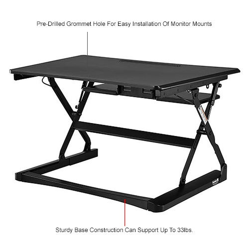 Ergonomic Sit Stand Desk & Monitor Mount Combo Kit - Single Monitor, Retractable Keyboard