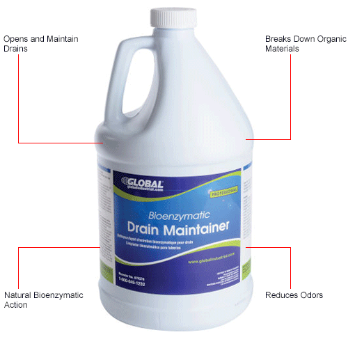 Global Industrial&#153; Bioenzymatic Drain Maintainer - Case Of Four 1 Gallon Bottles