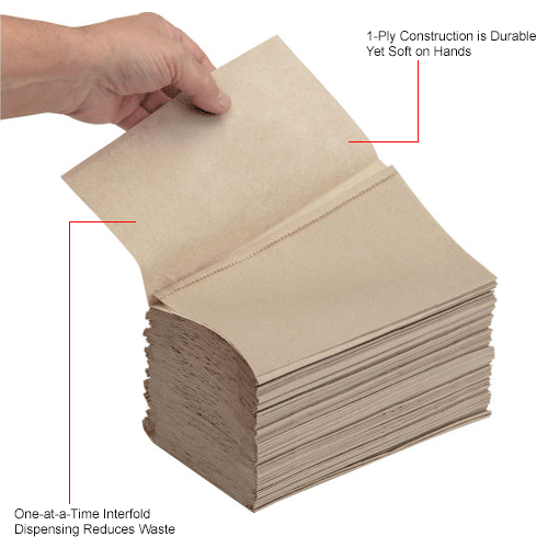 Global Industrial™ Singlefold Paper Towels, Natural 334 Sheets/Pack