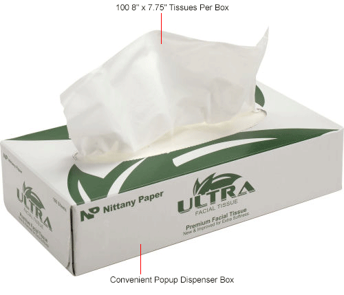 Ultra&#174; Facial Tissue Flat Box - 100 Sheets/Box, 30 Boxes/Case