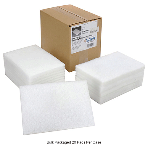 Global Industrial&#153; Light Duty Scouring Pads, White, 6" x 9" - Case of 20 Pads