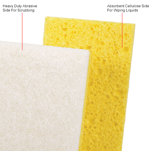 Global Industrial™ Light Duty Scrub Sponge, Yellow/White, 3.25" x 6.25" - Case of 20 Sponges
																			