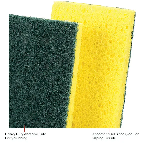 Global Industrial™ Heavy Duty Scrub Sponge, Yellow/Green, 3.25 x