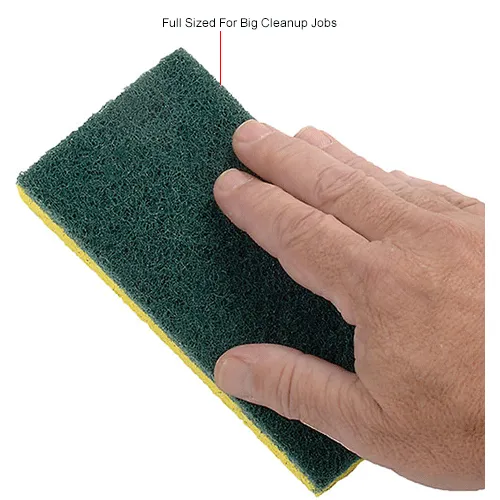 Global Industrial Heavy Duty Scrub Sponge, Yellow/Green, 3.25 inch x 6.25 inch - Case of