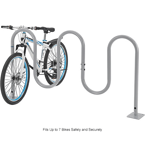 Global Industrial™ Wave Bike Rack, 7-Bike Capacity, Flange Mount, Gray