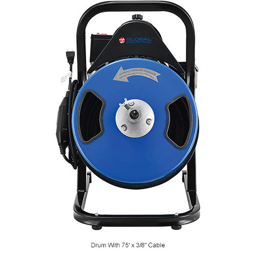Global Industrial™ Drain Cleaner For 2-4" Pipe, 220 RPM, 75' Cable