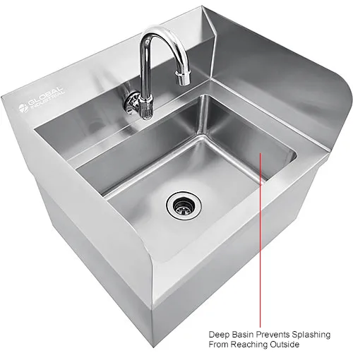 Global Industrial™ Stainless Steel Hands Free Wall Mount Sink W