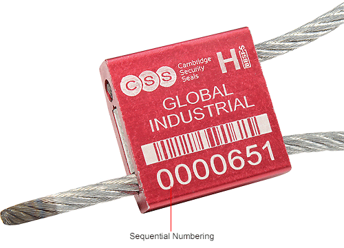 Global Industrial&#153; Metal Cable Seal, 1/8"x12"L, Red, 50/Pack