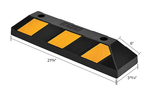 Global Industrial Rubber Parking Stop/Curb Block, 22L, Black w/ Yellow Stripes