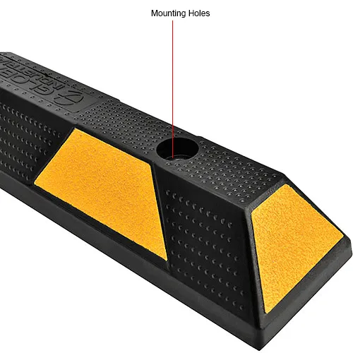 Global Industrial Rubber Parking Stop/Curb Block, 48L, Black w/ Yellow Stripes