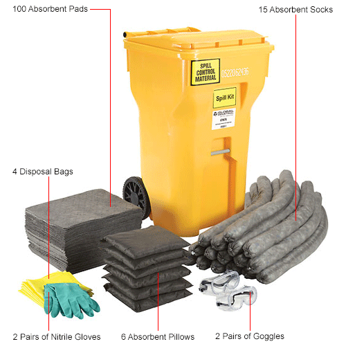 Global Industrial™ Universal Wheeled Spill Kit, 65 Gallon