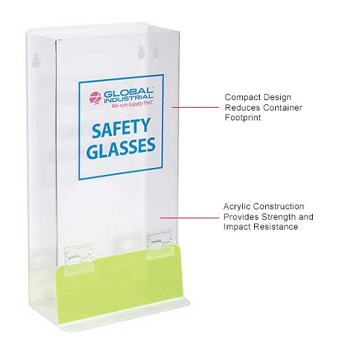 Global Acrylic Safety PPE Dispenser, Visitor Specs Deluxe, GLASG-D	