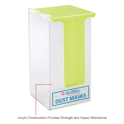 Global Acrylic Safety PPE Dispenser, Dust Mask Dispenser With Cover, GLADM1