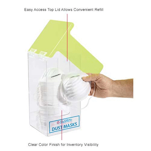 Global Industrial™ Acrylic Safety PPE Dispenser, Dust Mask Dispenser