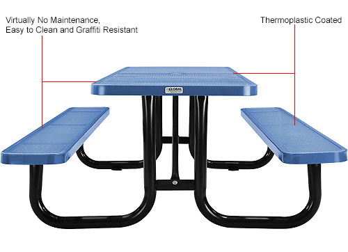 Global Industrial™ 8' Rectangular Picnic Table, Perforated Metal, Blue