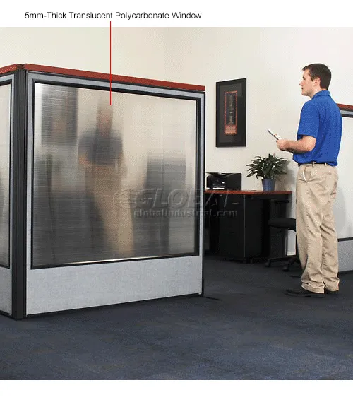 Interion® Office Partition Panel with Partial Window & Raceway, 48