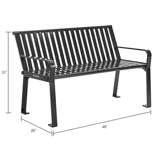 Global Industrial™ 4' Outdoor Bench with Back, Vertical Steel Slat