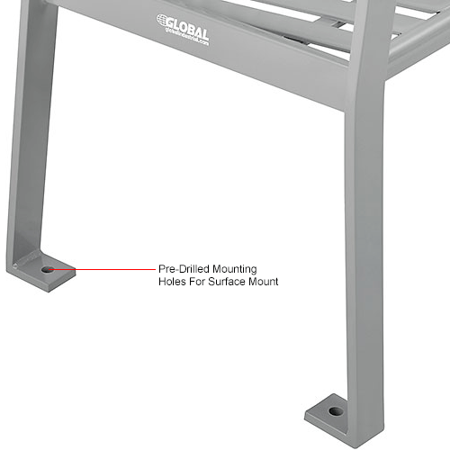 6' Steel Slat Park Bench - Gray