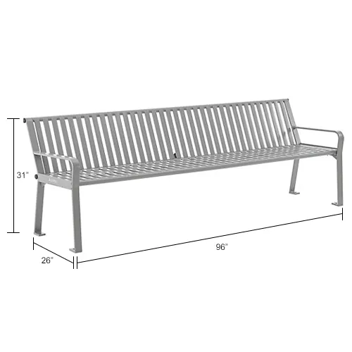 Global Industrial™ 8' Outdoor Bench with Back, Vertical Steel Slat