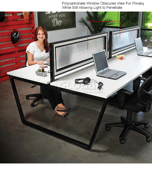 Fluted Polycarbonate  Divider Screen for Double Workstation
																			