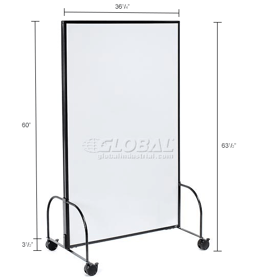 Mobile Office Partition Panel with Whiteboard, 36-1/4"W x 63-1/2"H
																			